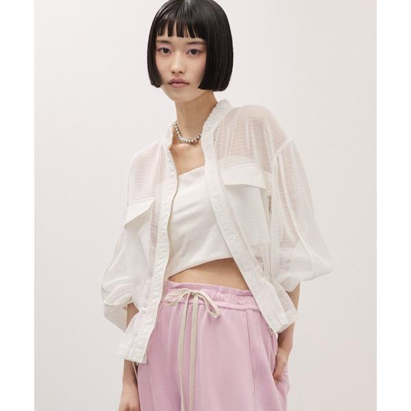 ブラウス シャツ ドロストメッシュシャツ レディース