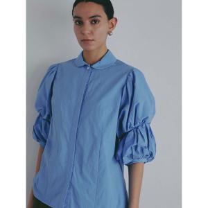 ブラウス シャツ コットンリネンパフスリーブブラウス レディース