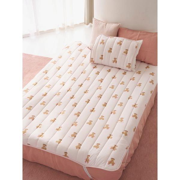 ベッド 寝具 「Sleep」「接触冷感」サマーベア柄敷きパッド（セミダブル）