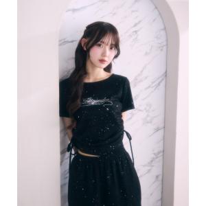 tシャツ バックレースラメトップス レディース