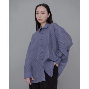 ブラウス シャツ ストライプシアーシャツ／透け感素材 × ショート・ロング丈展開 レディース