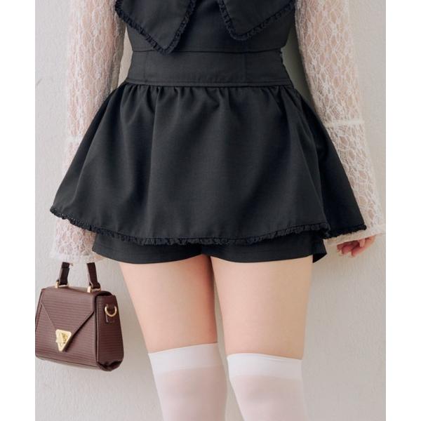 スカート 「セットアップ対応可」レース付フリフリスカパン