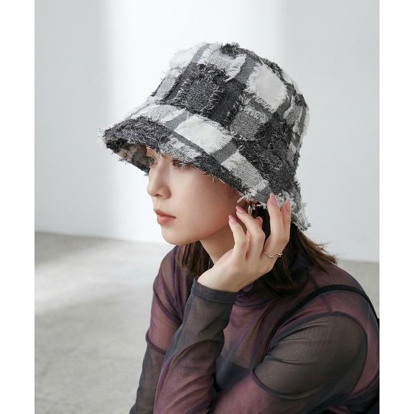 帽子 ハット フリンジジャガード バケットハット レディース