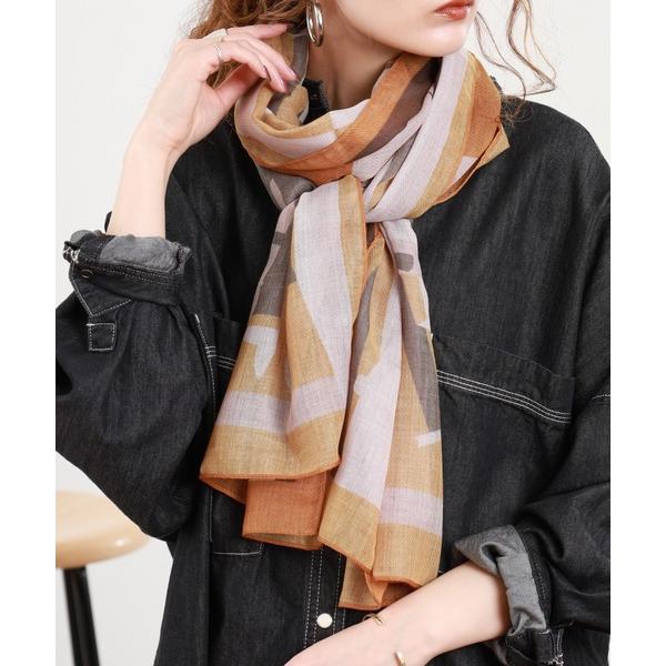ストール マフラー 幾何学ホースプリント スカーフ レディース