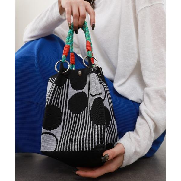 トートバッグ ロープハンドル ジャガードニットトートバッグ レディース