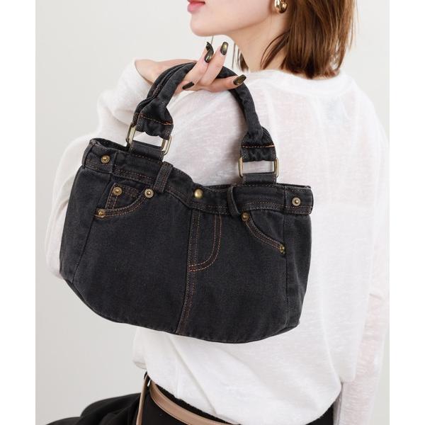 トートバッグ デニムリメイク風 2WAYトートバッグ レディース
