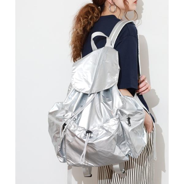 デイバック リュック メタリック ドローストリング リュック レディース