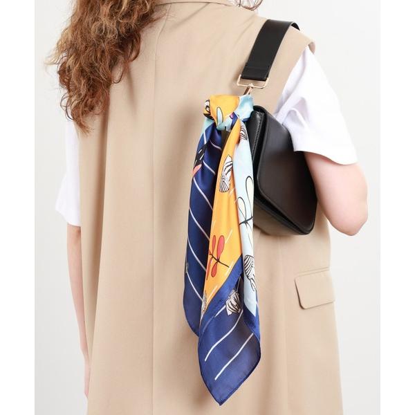 ストール マフラー モダンアート 幾何学×フィッシュプリント スクエアスカーフ レディース