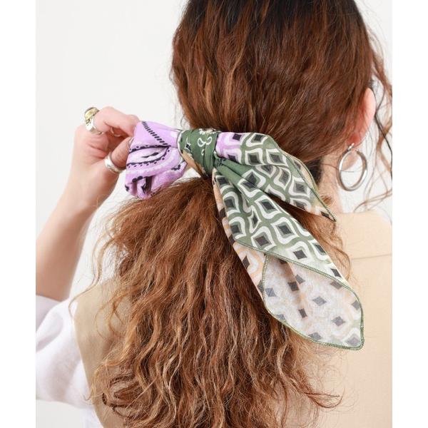 ストール マフラー マルチカラー ペイズリー柄 綿麻スクエアスカーフ レディース