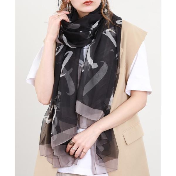 ストール マフラー アルファベットプリント シフォンストール レディース