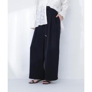 ワイドパンツ パンツ フェイクレザーベルテッドパンツ レディース