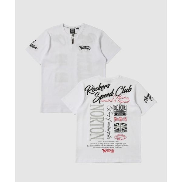 tシャツ 「Norton/ノートン」 バックロゴプリント サーマル キーネック 半袖Tシャツ メンズ