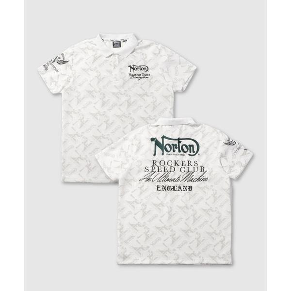 ポロシャツ 半袖 「Norton/ノートン」 総柄 バックロゴプリント 半袖ポロシャツ メンズ