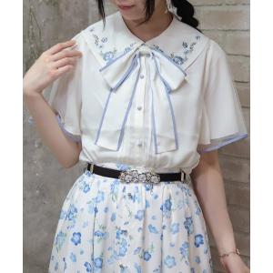 ブラウス シャツ ネモフィラ刺繍ブラウス レディース