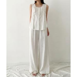 セットアップ フリルデザインセットアップ（ノースリーブトップス×ワイドパンツ） レディース