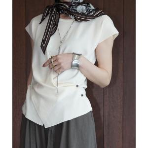 tシャツ 半袖 サイドボタン クロスドレープサマーニットトップス chw26s222 レディース
