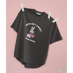 tシャツ 半袖 限定展開　別注/Mickey＆Minnie/ミッキーマウス＆ミニーマウス/ワッフルプリント半袖Tシャツ レディース