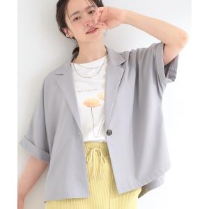 ジャケット テーラードジャケット 「セットアップ可/洗濯後しわになりにくい/S-LL」半袖とろみテーラードジャケット レディース