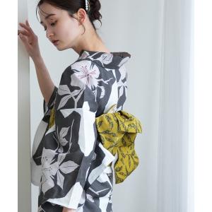 浴衣 浴衣 単品 utatane 白地に墨色の花切り絵 レディース