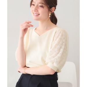 ニット セーター UVケアレーススリーブハートネックニット「洗濯機OK/抗ピル」「XS〜LL」 レディース