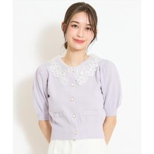 カーディガン シアーレースカラーカーディガン レディース