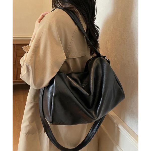ショルダーバッグ バッグ 大容量2WAYフェイクレザーボストンバッグ レディース