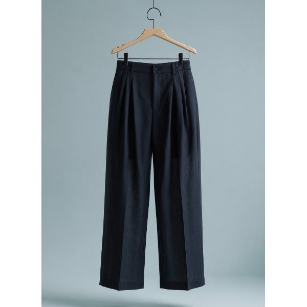 スラックス 「ATON / エイトン」TWIST WOOL GAUZE TWO TUCKED EAS...
