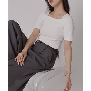 tシャツ 半袖 「UVカット・抗菌防臭」多機能テレコスクエアネック半袖Tシャツ レディース