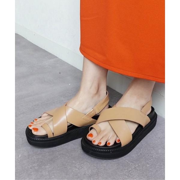 サンダル 「足裏フィット」厚底クロストングサンダル レディース