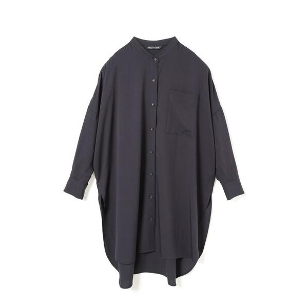 ブラウス シャツ mizuiro ind T/Rバンドカラーロングシャツ レディース
