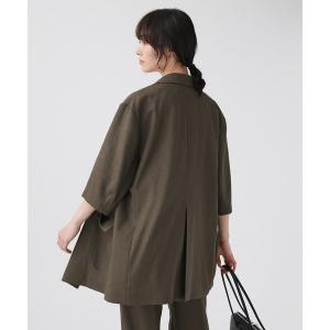 ジャケット テーラードジャケット 「多機能素材」リネンライク半袖ジャケット レディース