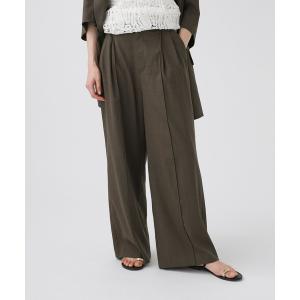 ワイドパンツ スラックス パンツ 「多機能素材」リネンライクパンツ レディース