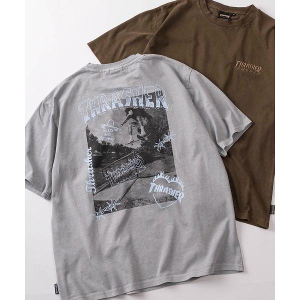 tシャツ 「70」「THRASHER/スラッシャー」ピグメント加工 フォトプリント クルーネック T...