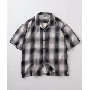 シャツ 「70」ヴィンテージライク オンブレチェック オープンカラー 半袖シャツ/ボックスシルエット/アメカジ メンズ レディース