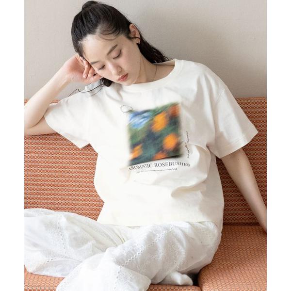 tシャツ ニュアンスフラワープリントTシャツ レディース