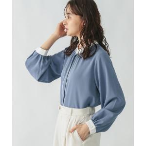 「GLOBAL WORK」 長袖ブラウス MEDIUM グレイッシュブルー レディース