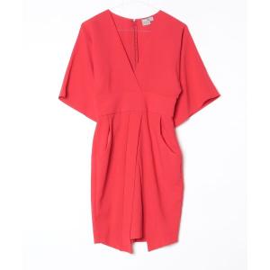 「asos」 半袖ワンピース 36 レッド レディース