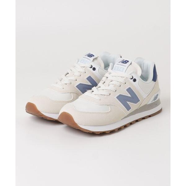 「New Balance」 ローカットスニーカー 24.0cm ホワイト×ブルー レディース