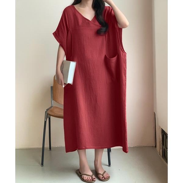 ルームウェア 部屋着 お風呂上がり半袖ガーゼワンピース レディース