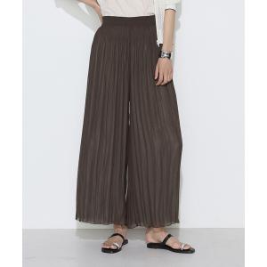 ワイドパンツ パンツ カッセン×シフォン リバーシブル プリーツパンツ レディース