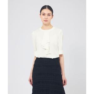 ブラウス シャツ バックサテンジョーゼット ラッフルブラウス レディース