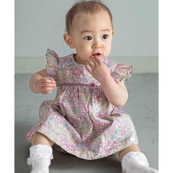 ベビー 「日本製」「お揃い」リバティ(SweetPeaLeaf)プリントタナローンワンピース＋ブルマ...