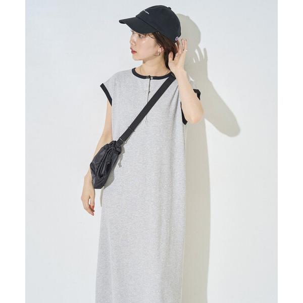 ワンピース 夏 限定展開　ヘンリー ボタン フレンチ スリーブ ワンピース