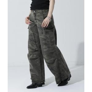SHEENA（シーナ） ワイドパンツ カーゴパンツ 折り返しウエスト迷彩柄