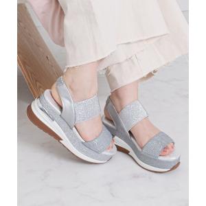 厚底 サンダル 「Bridget Birkin」ビジューグリッタープラットフォームサンダル(562128) レディース