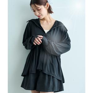 パーカー uvカット 冷感 「UPF50+/接触冷感」ペプラム ティアード パーカー 「587181」 レディース