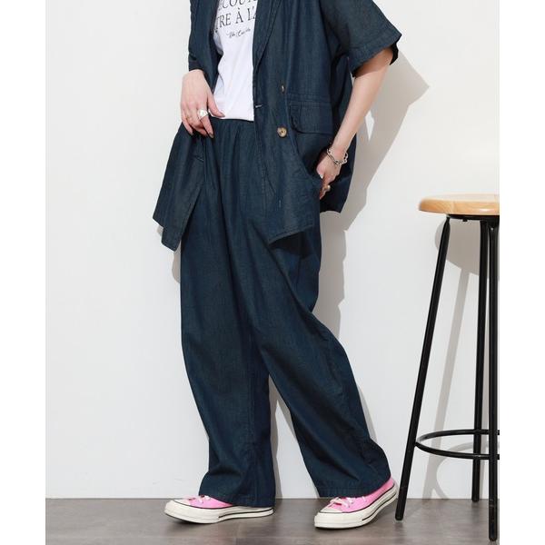 ワイドパンツ ジーンズ デニム デニムパンツ エアリーデニムタックカーブパンツ レディース