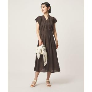ワンピース シアー タック フレア フレンチスリーブ ワンピース