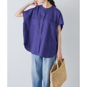 ブラウス シャツ リネンWポケットフレンチシャツ レディース