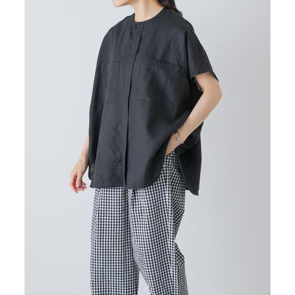 リネンシャツ ブラウス シャツ リネンWポケットフレンチシャツ レディース